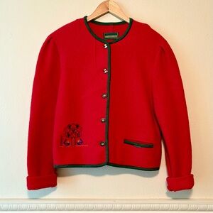 Vintage Geiger red wool embroidered‎ cardigan jacket